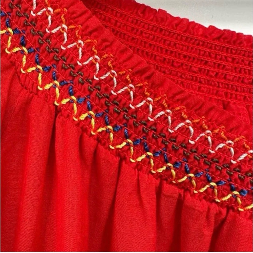 👗 Free people Sunbeams Off-The-Shoulder Boho Mini Dress Red Size XS 👗 - Picture 6 of 10